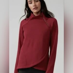 ATHLETA Cozy Karma ASYM Brick Red Zip Sweatshirt S